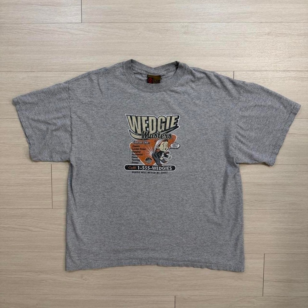 Vintage Wedgie Masters Grey Short Sleeve Shirt Mens Size XL Funny